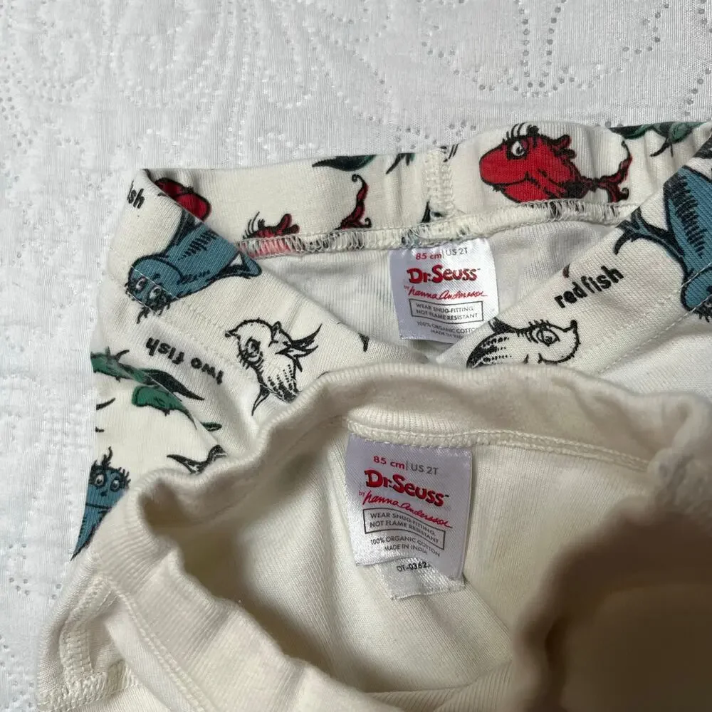 Hanna Andersson Dr Seuss One Fish Two Fish PJ Set Size 2